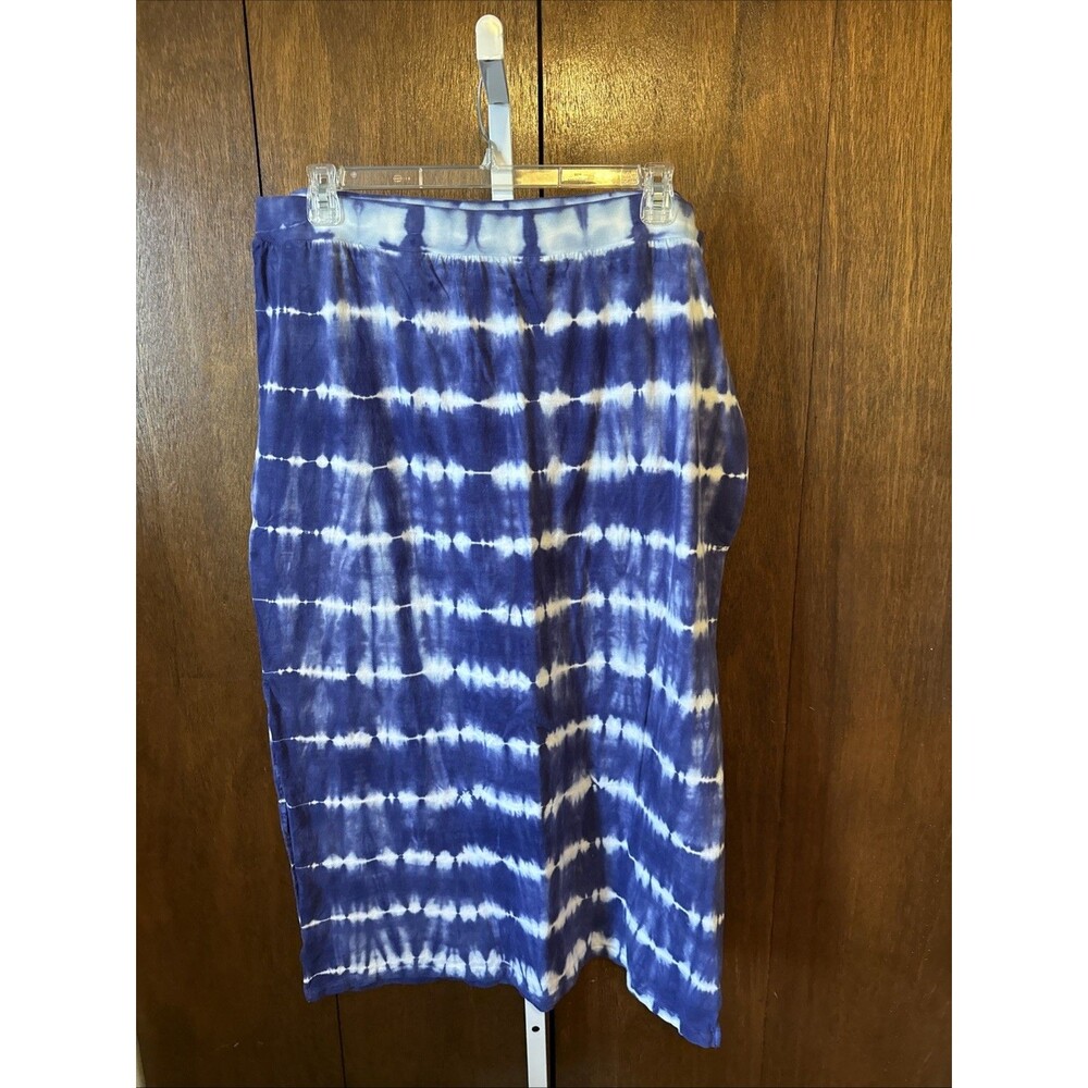 Lane Bryant Tie Dye Stretch Straight Maxi Skirt w/ Slits Size 18/20 Blue Beach